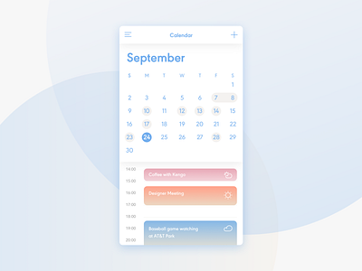 Daily UI #38 Calendar calendar dailyui gradation mobile pastel ui weather