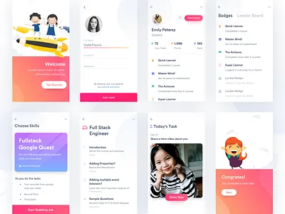 Learning App app illustration ios jobs leaderboard learning app login minimal ui ux