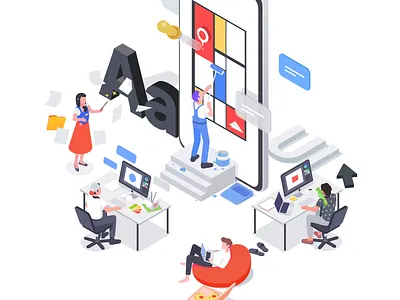 Design affinity characters design illustration isometric office rboy rocketboy work