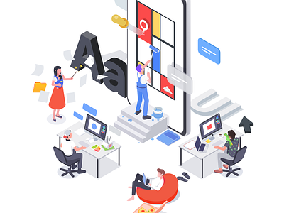 Design affinity characters design illustration isometric office rboy rocketboy work