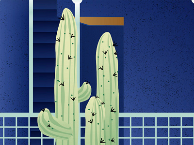 New illustration blue cactus colours fence garden gradient green illustration nature plants spikes travel