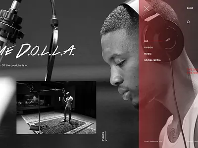 Dame D.O.L.L.A. — UI/UX Concept hithop interaction design menu nba rap ui ux web design