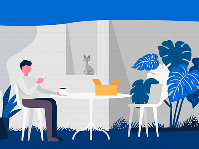 FAN Courier - video app presentation animation 2d cat character design flat illustration interaction man motion graphics vector