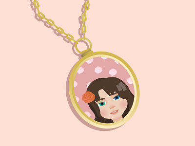 Locket blush chain classic cute dribbble femme flower girl gold golden illustration locket memory necklace peach photos pink pretty rose vector