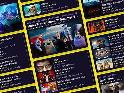 Movie Cards Dark app cinema ios mobile movie movies ui ux