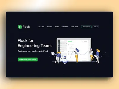 Illustration for "Engineering team" developers graphic illustration landing page usecase web