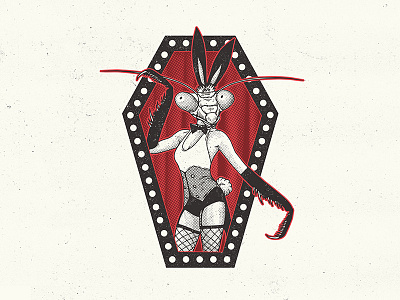 Bugbunny bug bunny coffin halftone illustration mantis mutant playboy retro