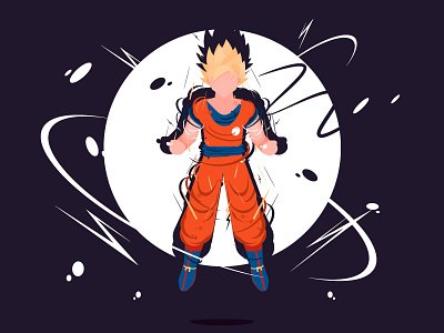 Super Saiyan Goku anime character character design design flat goku graphic illustration shapes supersaiyan