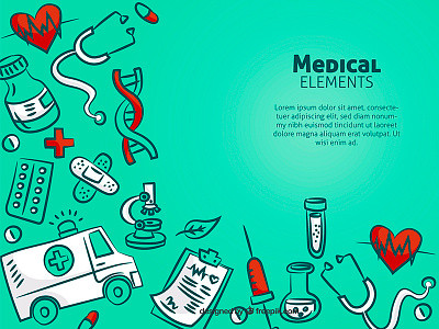 Medical Background ambulance biology charts freepik illustration lab laboratory medical medicine pills stethoscope vaccine vector