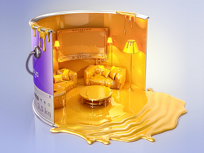 Brighten up your life 3d can creative juice orange paint render