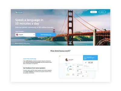 Landing Page busuu education homepage landing page language learning languages learning ui web