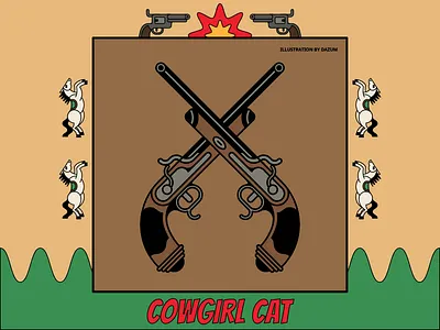 Cowgirl Cat - 2 2d animal art color desing drawing gun illustration vector work