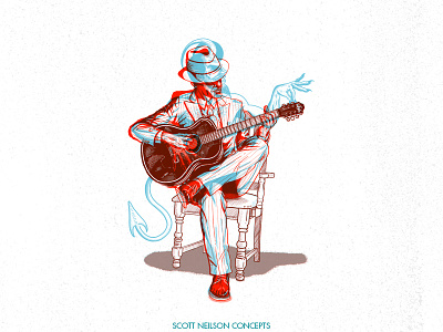 Me And The Devil Blues anaglyph devil illustration music robert johnson