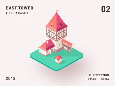 Lubcha Castle | East Tower 2d 3d belarus castle illistration isometric tower