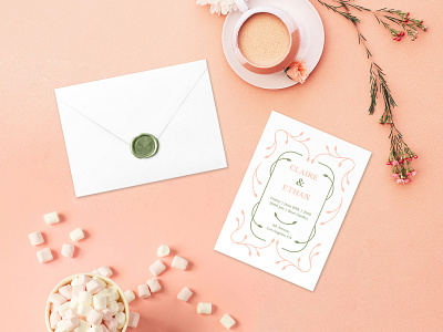 Wedding invitation card cute decoration design fancy invitation leaves orange ornaments wedding