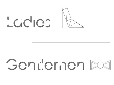 Ladies & Gentlemen Font Logo abstract black branding circle concept design font gentlemen geometry high heels icon ladies line logo minimal neck bow sketch triangle typography white