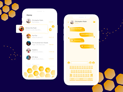 UI #11 Mobile App - Chat 28days app card chat chatapp honey honeycomb illustration message messenger mobileapp ui uichallenge