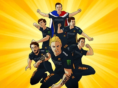 Fnatic LOL Team 2d character comics esports fnatic gaming illustration team