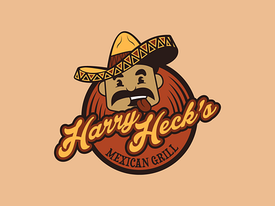 Harry Heck's Mexican Grill Logo badge branding design flat graphic design graphic art icon illustration illustrator lettering logo type typography vector