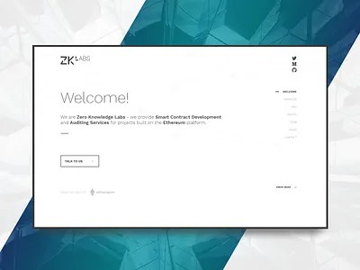 ZKLabs Landing page auditing design ethereum flat landing page minimal smart contract ux ui web zklabs