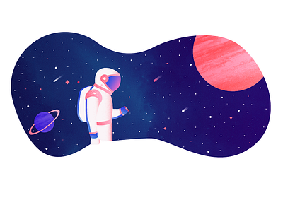 Outer Space art astronaut color design gradient illustration planet space star texture