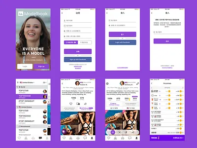 Modelbook App UI Redesign app login menu model modelbook navbar redesign ui ui ux wall