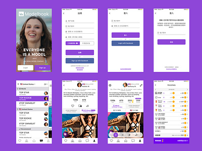 Modelbook App UI Redesign app login menu model modelbook navbar redesign ui ui ux wall