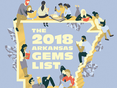 Arkansas Gems Poster book character colorful design figures fun illustrated illustration illustration art library people poster read