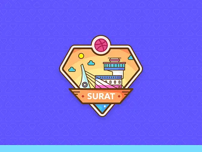 Surat Dribbble Meetup architecture art city design drawing dribbble event gujarat iconscout illustration landmark logo meetup poster surat symbol ux