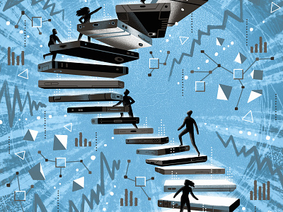 Harvard Business School / Achieving Goals Through Apps art business climb climbing editorial editorial art editorial illustration figures goal goals illustration magazine management people stairs work