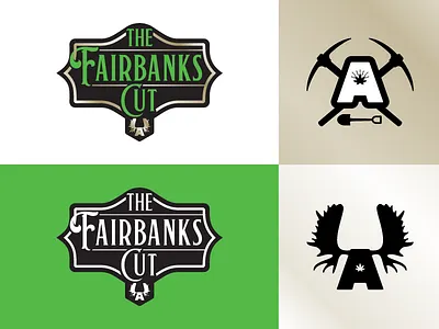 Dankorage - The Fairbanks Cut - primary & secondary logos alaska cannabis dankorage fairbanks gold rush identity logo marijuana mining moose antlers the fairbanks cut