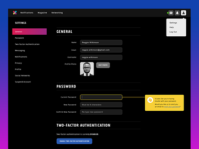 Cross Settings Screen - Daily UI Challenge branding design sketch ui ux