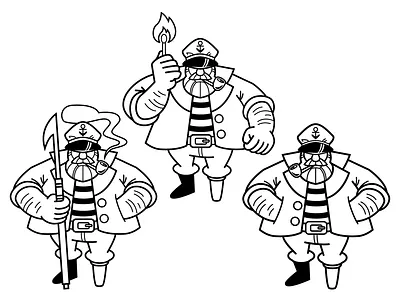 Stooges Brewing Company: Character Design(s) beer beer bottle beerbranding boston branding brewing company character design concept art craft beer craft brew design illustration label design labeldesign logo package design sailor vector vector art whale