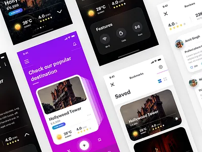 Trip Planner Travel App app concept booking booking app bookmark design destination hotel hotel booking ios planner rating review saved ticket tickets transport travel trip tripadvisor