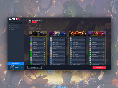 Hearthstone Decklist Management app blizzard cards decks design esports game hearthstone interaction design platform product product design strategy tournament ui ux video game
