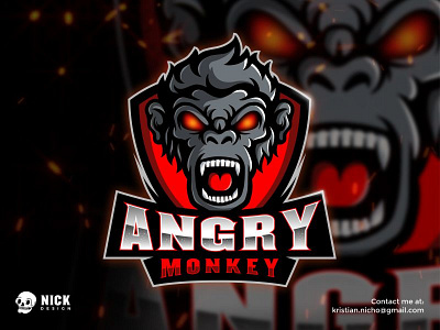 Angry Monkey angry monkey branding characters design esport logo gaming logo graphic design illustration kristian nicho logo logo sport mascot vector