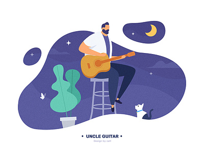 Lllustration design - Uncle guitar botan butterfly cat composition design dribbble guitar icon illustration logo man moon music nigh scener sing typesetting ui ux violet