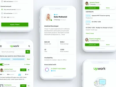 Upwork Mobile Size Design Explorations app design freelancer mobile profile profile design responsive design responsive layout ui ux