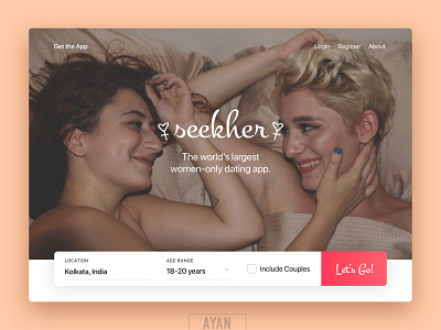 Seekher - A women-only dating website app landing page branding concept landing page lgbtq ui ux web women empowerment