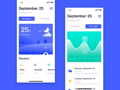 Weather interface app color design illustration ios series sketch ui ux weather
