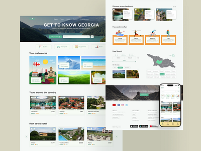 Tourism landing page app design discover georgia ios landing page product design travel ui ux web