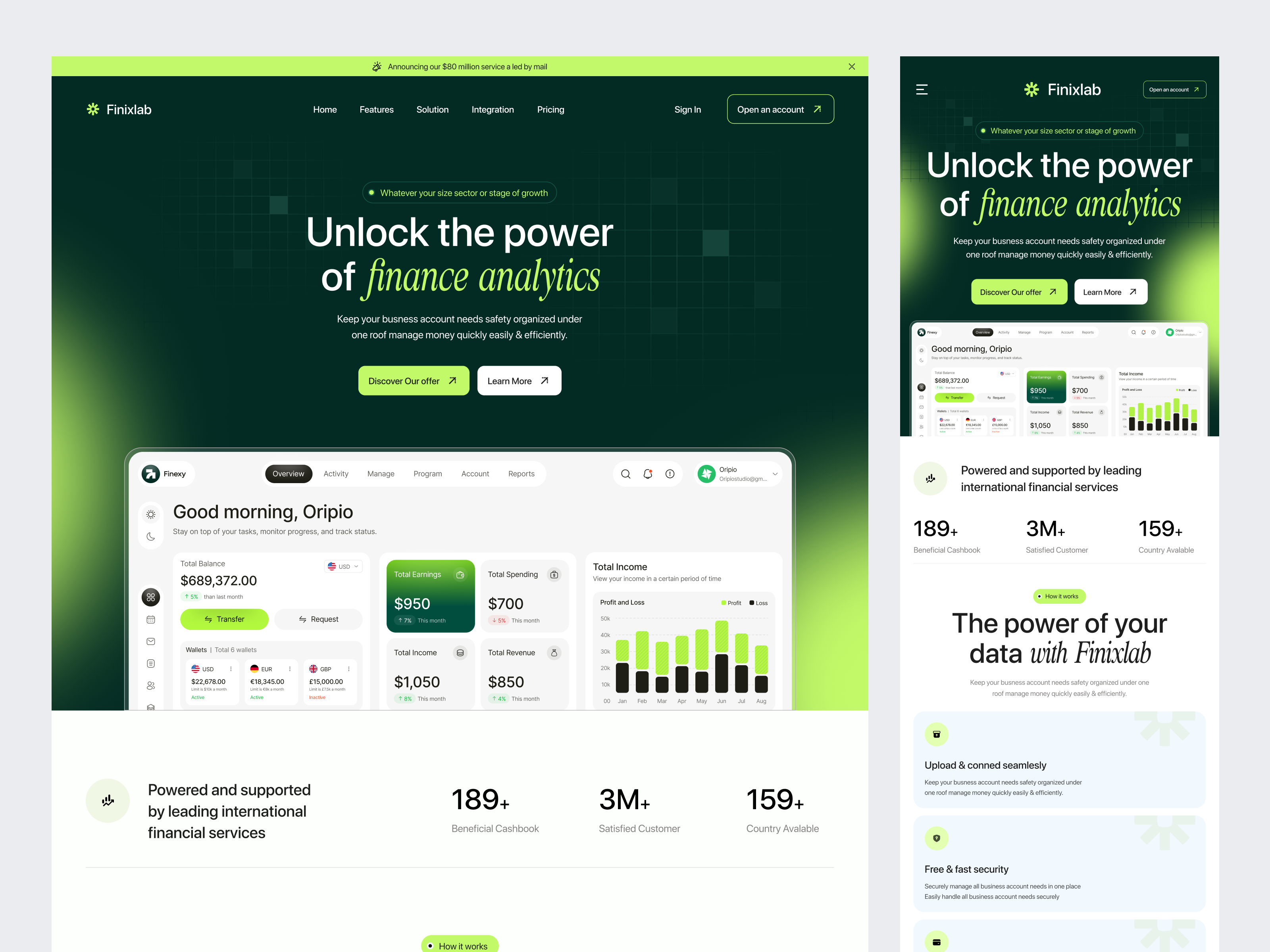 Finance Management Website bank banking website banking website design e wallet finance finance landing page finance management finance management design finance management website finance website finance website design landing page minimalist oripio saas service sujon wallet wallet website web design