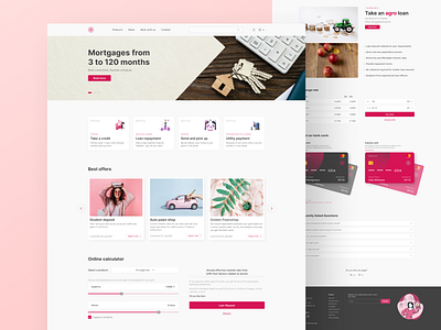 Bank landing page bank button calculation card credit design landing page loan logo offer online product design search ui ux web