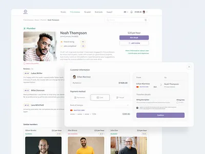 Employment landing page account card category employment job landing page pay product design rating search ui ux web