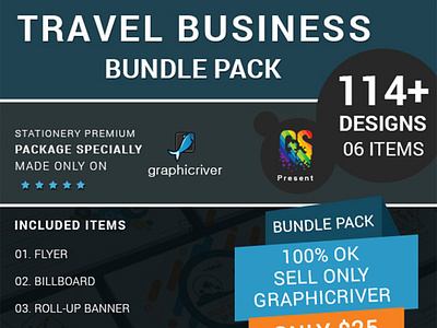 Travel Business Bundle Pack advert agency banners branding branding catalog bundle corporate creative bundle pack e commerce branding holiday honeymoon id pack magazine mega bundle pack powerpoint signage starfish summer swimming template