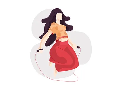 skipping girl illustration movement rope skipping