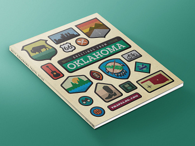 Oklahoma Travel Guide Cover - 2017 badge cover design icon oklahoma thick lines