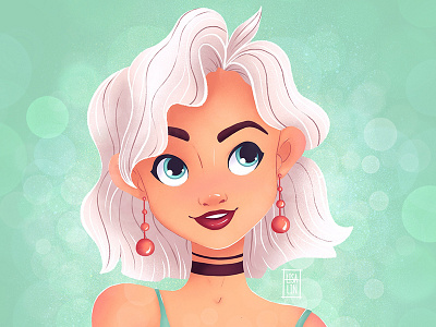 Blue-eyed beauty. Character Design. iPad Pro + Procreate art blond blondie cartoon cartoon character cg character character design concept cute design fantasy girl illustration ios ipad pro portrait procreate