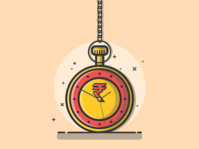 Time is Money adobe adobe illustrator desiginspiration dribbble flat money ruppes time vector watch