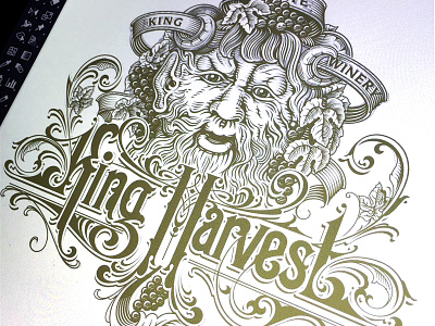 King Harvest wip character harvest king lettering line art schmetzer typography vector